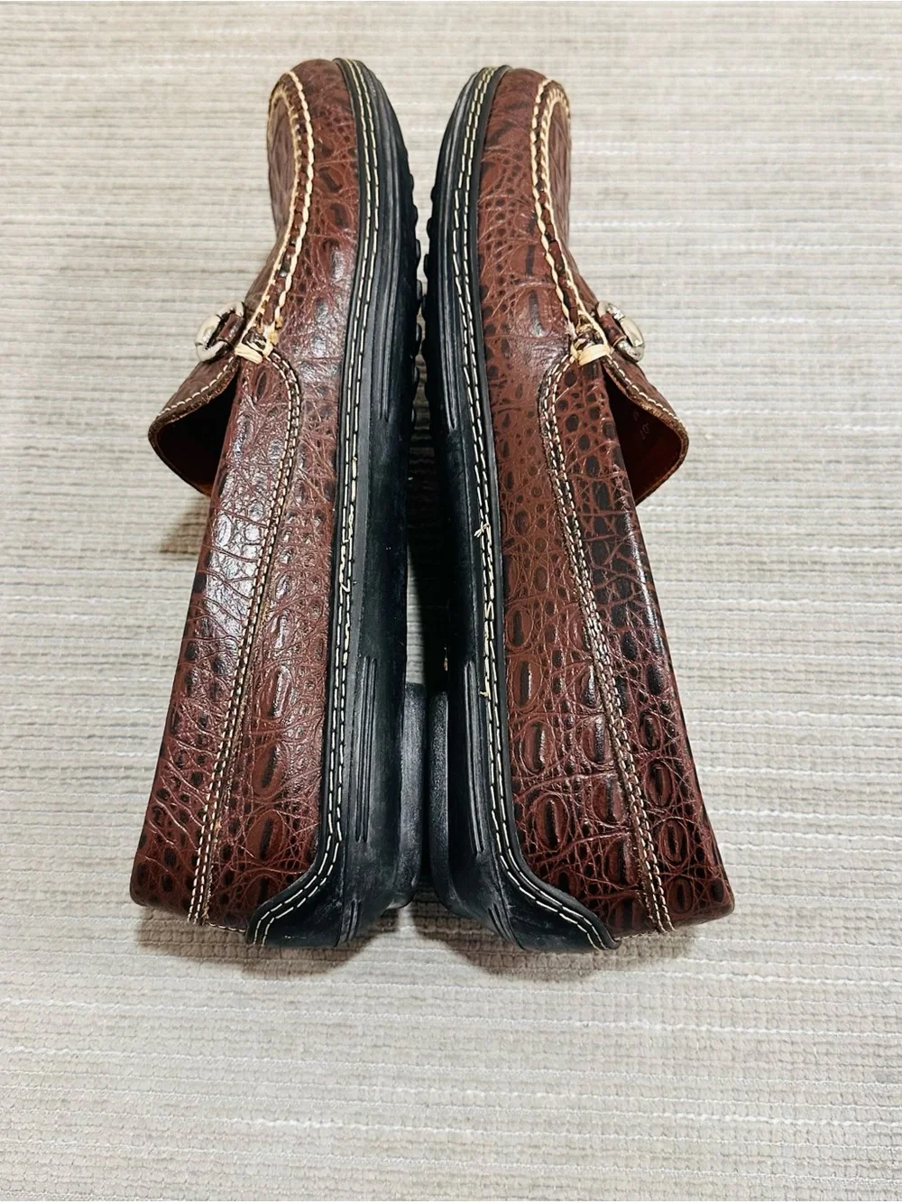 TB Phelps Bullington Men Brown Croco Leather Horsebit Driver Shoes Size 9,5 M